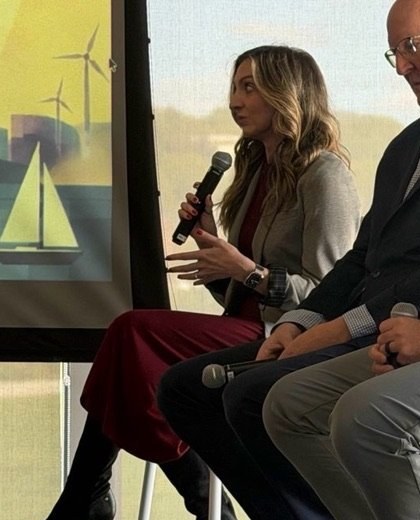 Courtney Greenwood giving startup feedback on a panel at RI Startup Week 2026